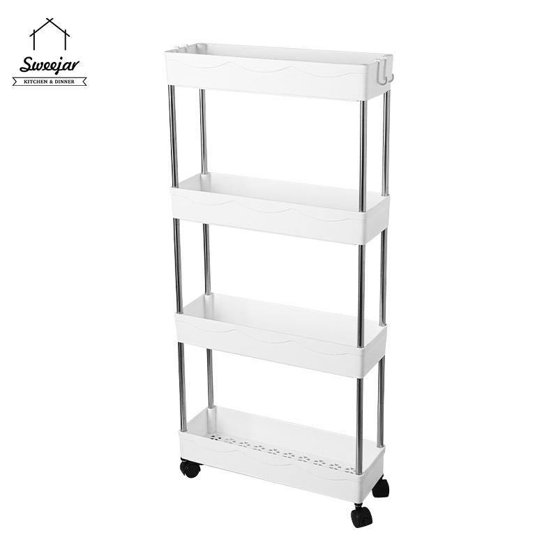 Kệ để đồ SWEEJAR 3 tầng/4 tầng có bánh xe có thể di chuyển tiện dụng cho phòng tắm/nhà bếp