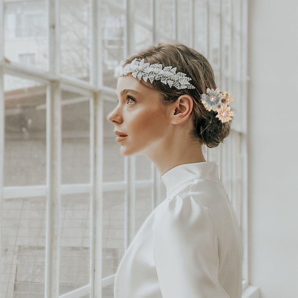 Kẹp Tóc Hình Hoa Đính Ngọc Trai Phong Cách Hàn Quốc Cho Nữ