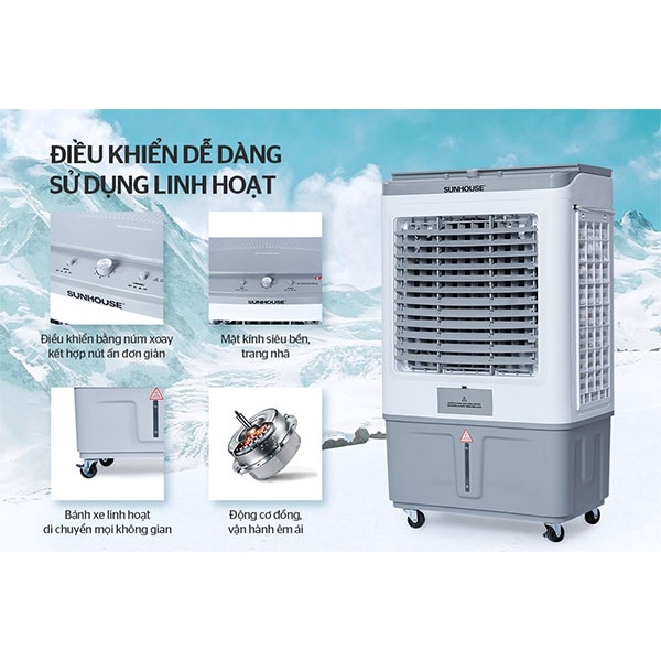 Quạt hơi nước Sunhouse SHD7739 45 lít chính hãng, quạt điều hoà, máy làm mát không khí - Hàng trưng bày - Điện máy Sunmy