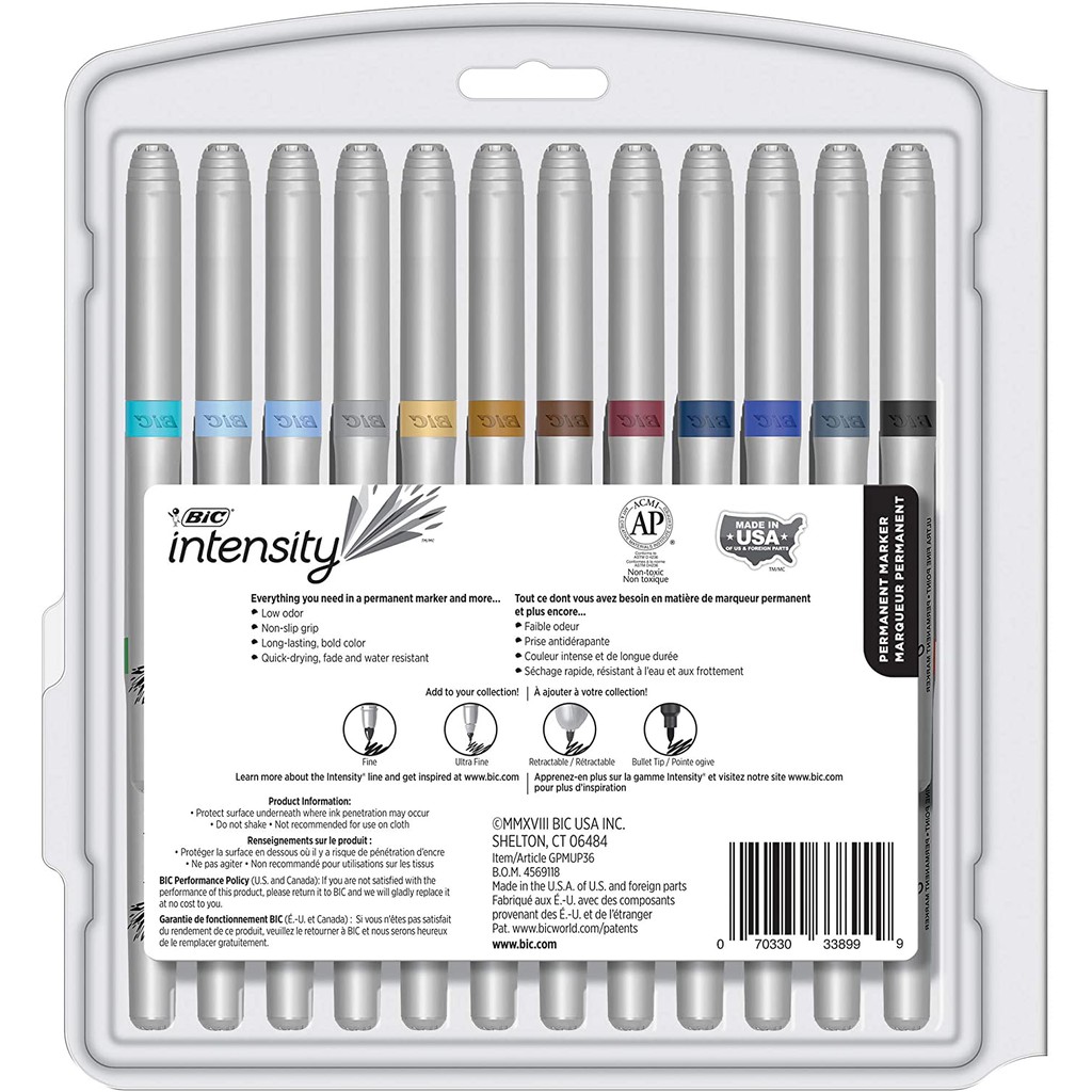 BỘ 24 BÚT LÔNG DẦU BIC INTENSITY PERMANENT MARKER FINE POINT