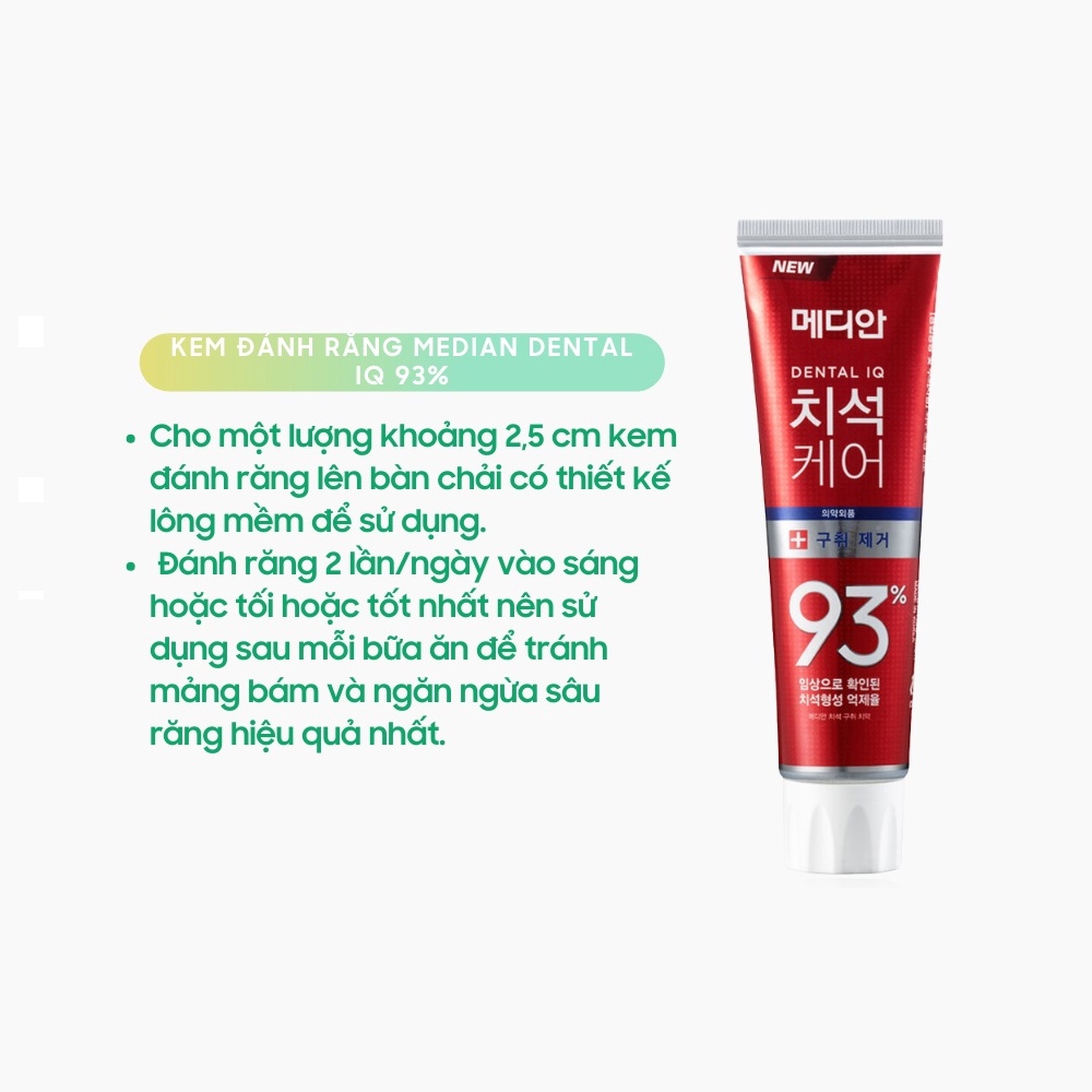Kem đánh răng Hàn Quốc giúp giảm hôi miệng, ê buốt răng MEDIAN DENTAL IQ 93% 120g NPP Shoptido