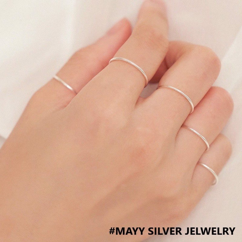 Nhẫn nữ trơn bạc ta Mayy Silver