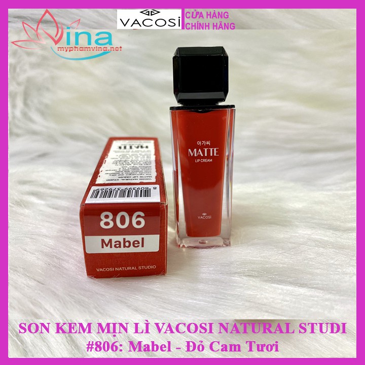 SON KEM MỊN LÌ VACOSI NATURAL STUDIO MATTE LIP CREAM #806: MABEL - ĐỎ CAM TƯƠI