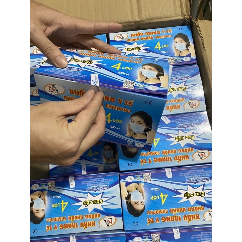 Khẩu trang y tế, khẩu trang y tế 4 lớp chính hãng hàng công ty Nam Anh, có giấy kiểm định chất lượng