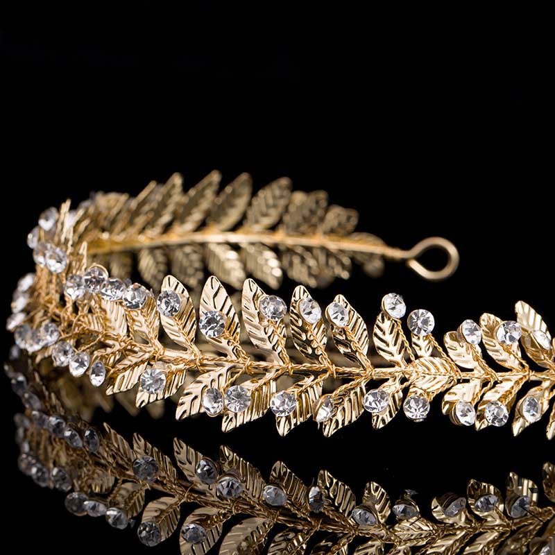 GETNOIVAS ❤S Wind Gold Crystal Rhinestones Flower Leaf Wedding Tiara Headband Bridal For Wommen Crown Hair Acc