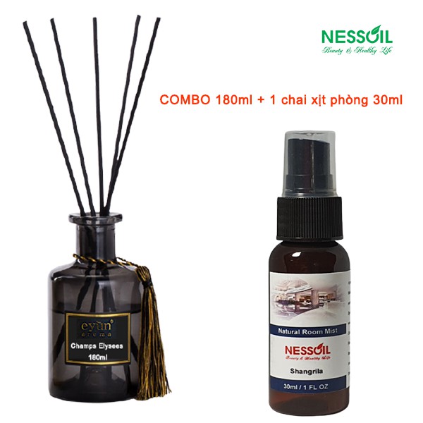 COMBO 1 bộ khuếch tán tinh dầu thơm phòng 180ml &amp; 1 chai xịt phòng 30ml, mùi tự chọn hoặc chú thích mùi bạn muốn mua