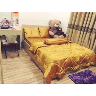 [Xả hàng] Chăn ga gối phi lụa_L7 (vàng đồng)