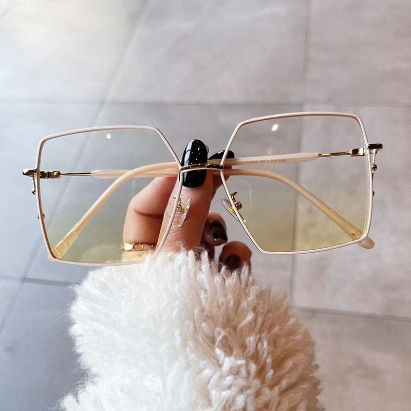 Kính Mát Gọng Kim Loại Tròng Vuông Màu Gradient Thời Trang Cho Nữ