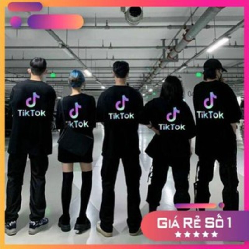 Áo thun Unisex In Logo TIKTOK phông nam nữ tay lỡ form rộng phản quang 7 màu cực nét