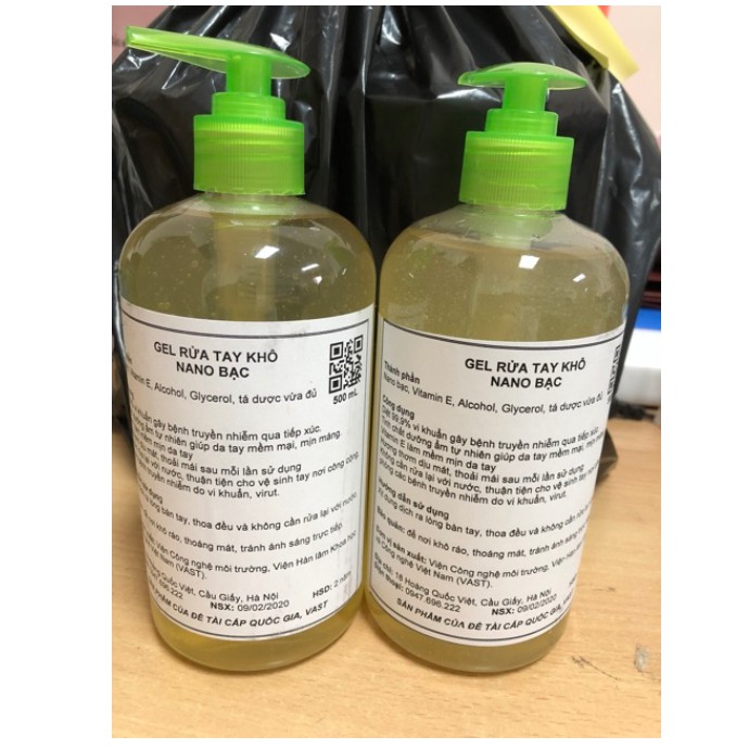 Nước Rửa Tay Khô Kháng Khuẩn, Gel Rửa Tay Khô Nano Bạc 500ml Của Viện Hàn Lâm Khoa Học Công Nghệ