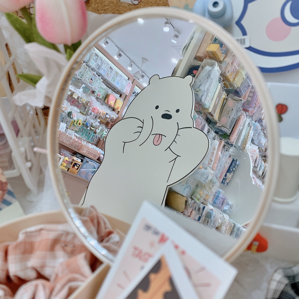 Hộp đựng mỹ phẩm, hộp đựng đồ dùng kèm gương hình thỏ dễ thương