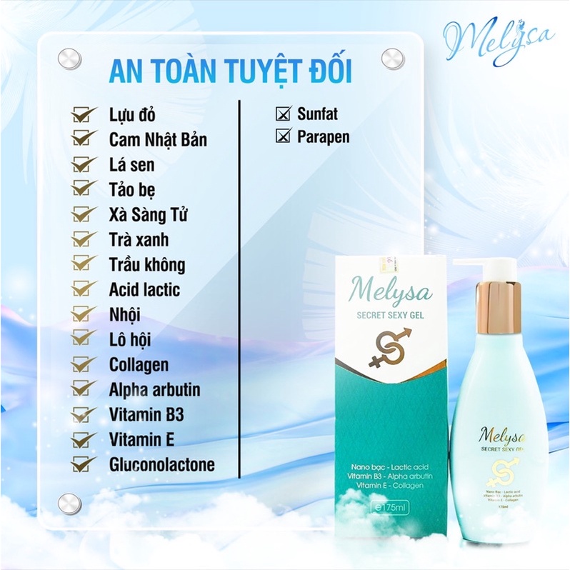 Gel vệ sinh hương nước hoa Pháp Melysa -  (unisex)- Vệ sinh - Kháng Khuẩn - Làm hồng vùng kín nam nữ.