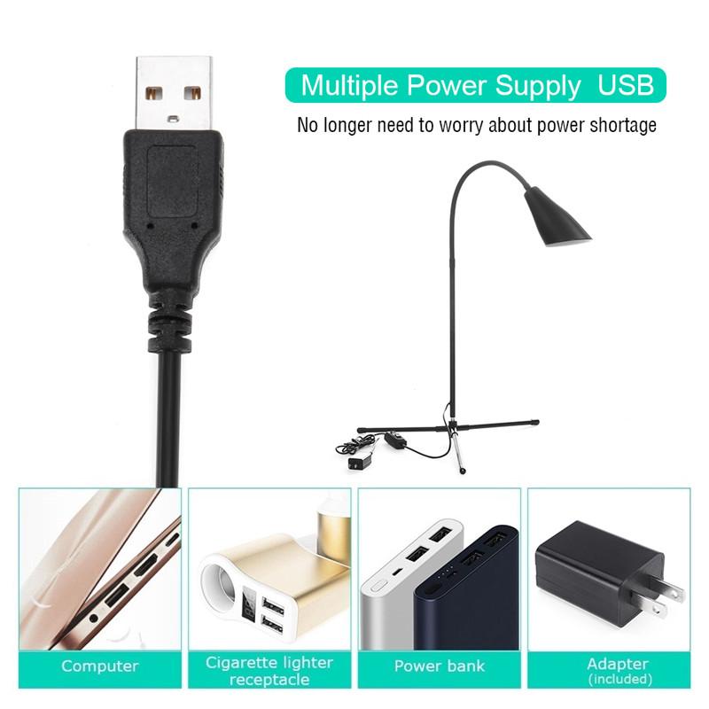 USB 3-In-1 Adjustable LED Floor Lamp Light Modern Standing Reading with Flexible