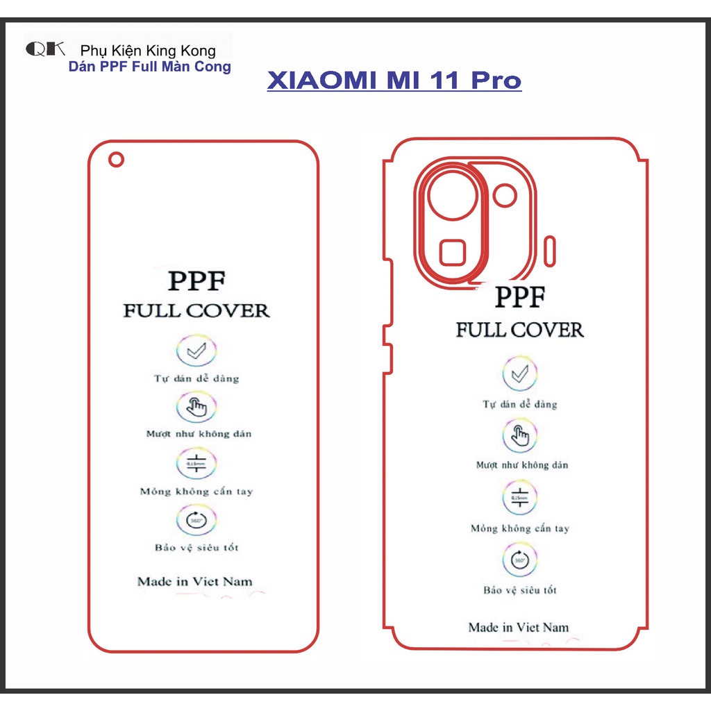 Dán PPF Bảo vệ màn hình Xiaomi Mi 11Lite – 11 Pro Full màn mặt trước – sau