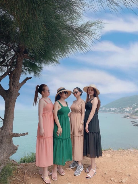 Maxi 2 dây cột nơ có mút ngực (hình thật+video) | BigBuy360 - bigbuy360.vn