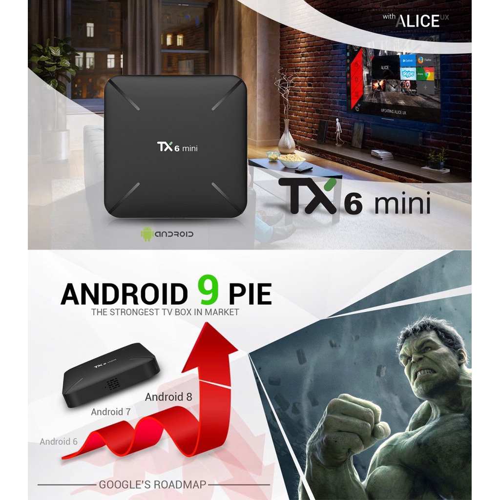 Thiết bị chuyển đổi TV thường thành smart TV tx6 mini Android 9.0 TV Box 2GB 16GB S905W 4K HD WiFi Media Player