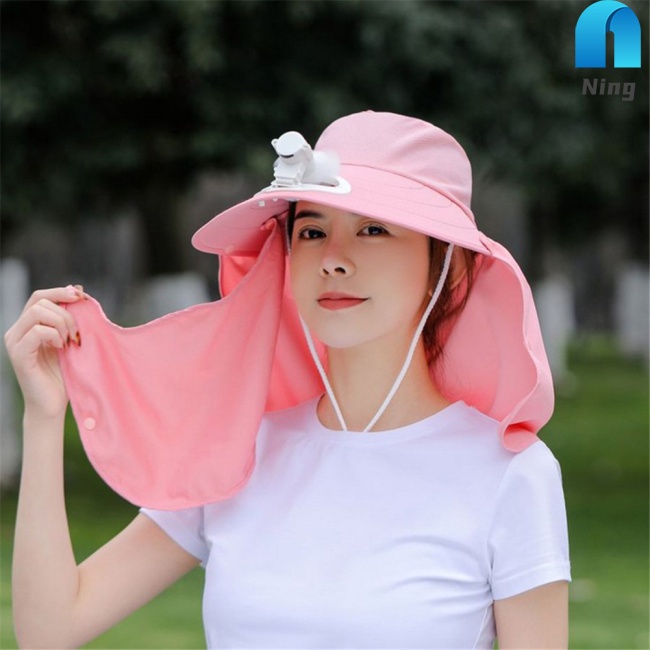Nón Chống Nắng Kèm Quạt + Mặt Nạ Che Mặt Chống Nắng Cho Hoạt Động Thể Thao Ngoài Trời
