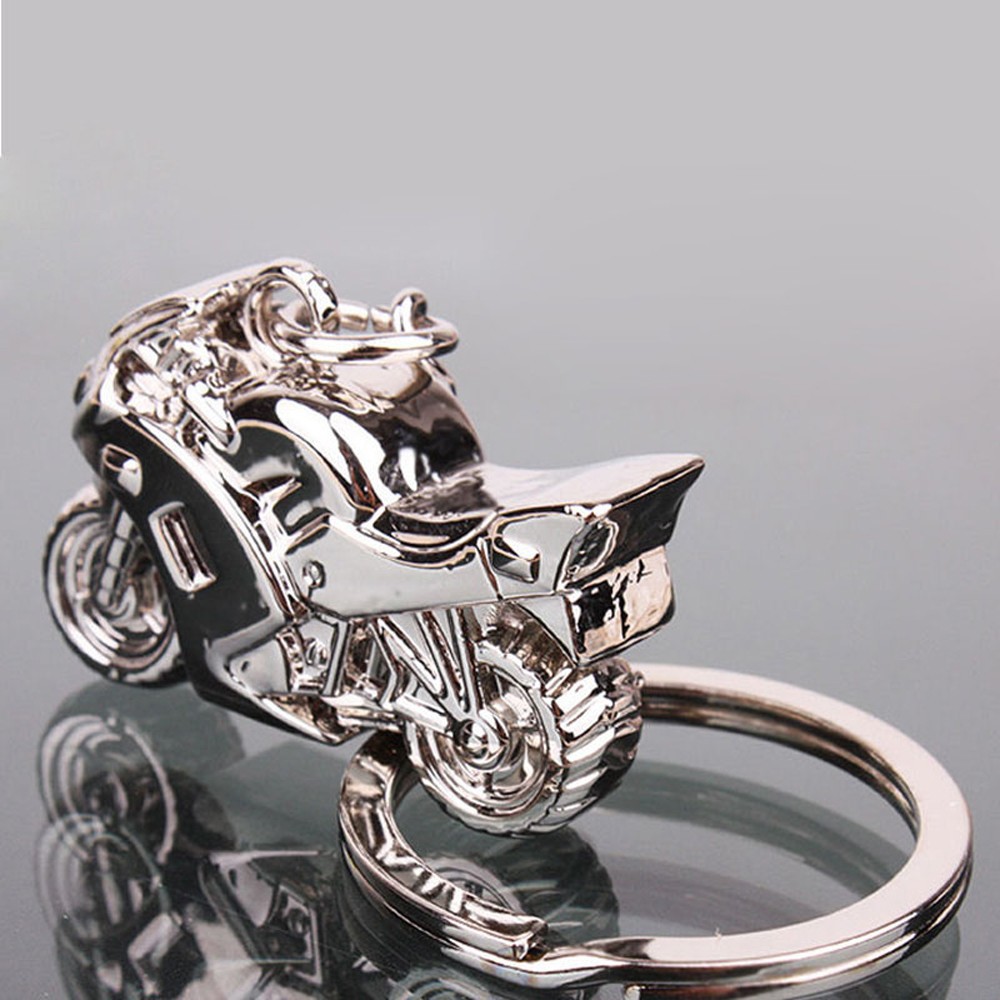 Móc khóa hình xe mô tô mini bằng hợp kim kẽm màu bạc