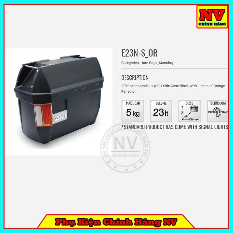 Cặp Thùng Hông GIVI E23N-S Chính Hãng Có Đèn LED
