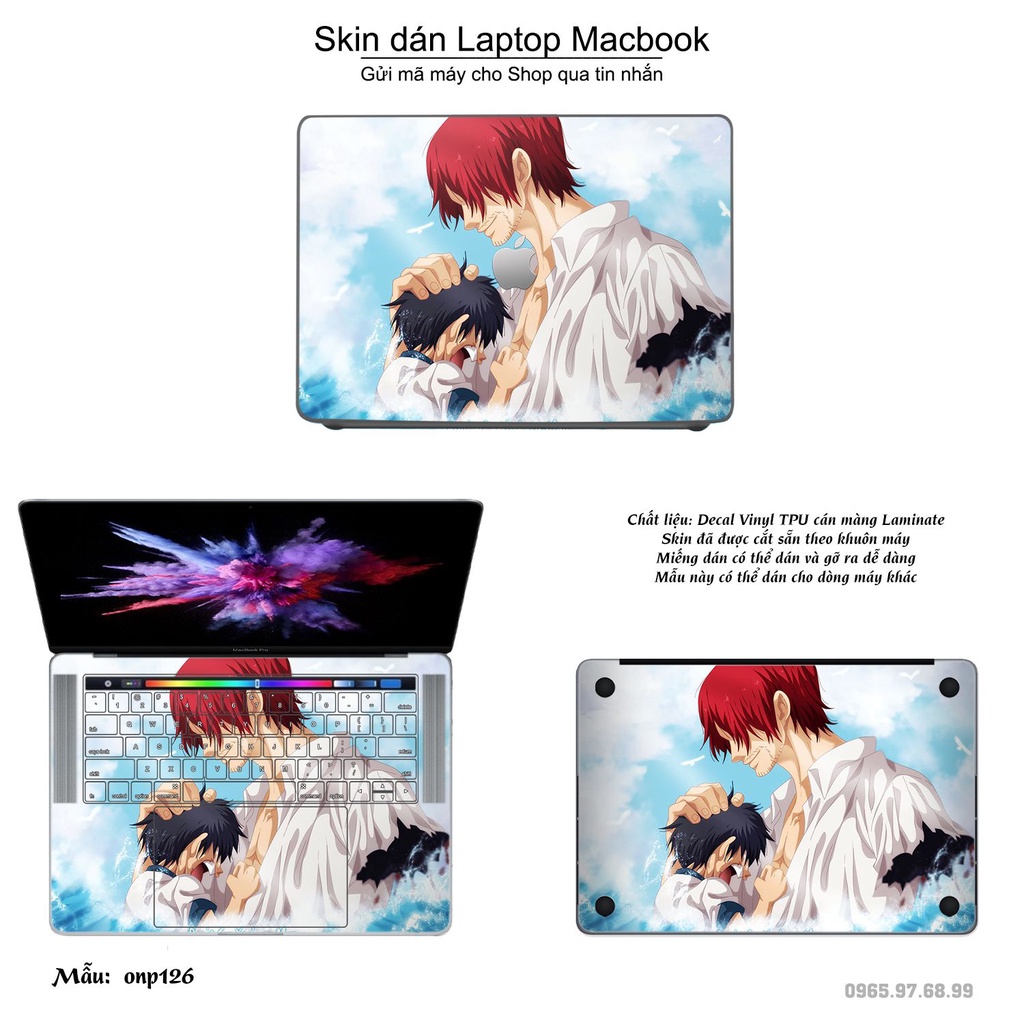 Skin dán Macbook mẫu One Piece (đã cắt sẵn, inbox mã máy cho shop)