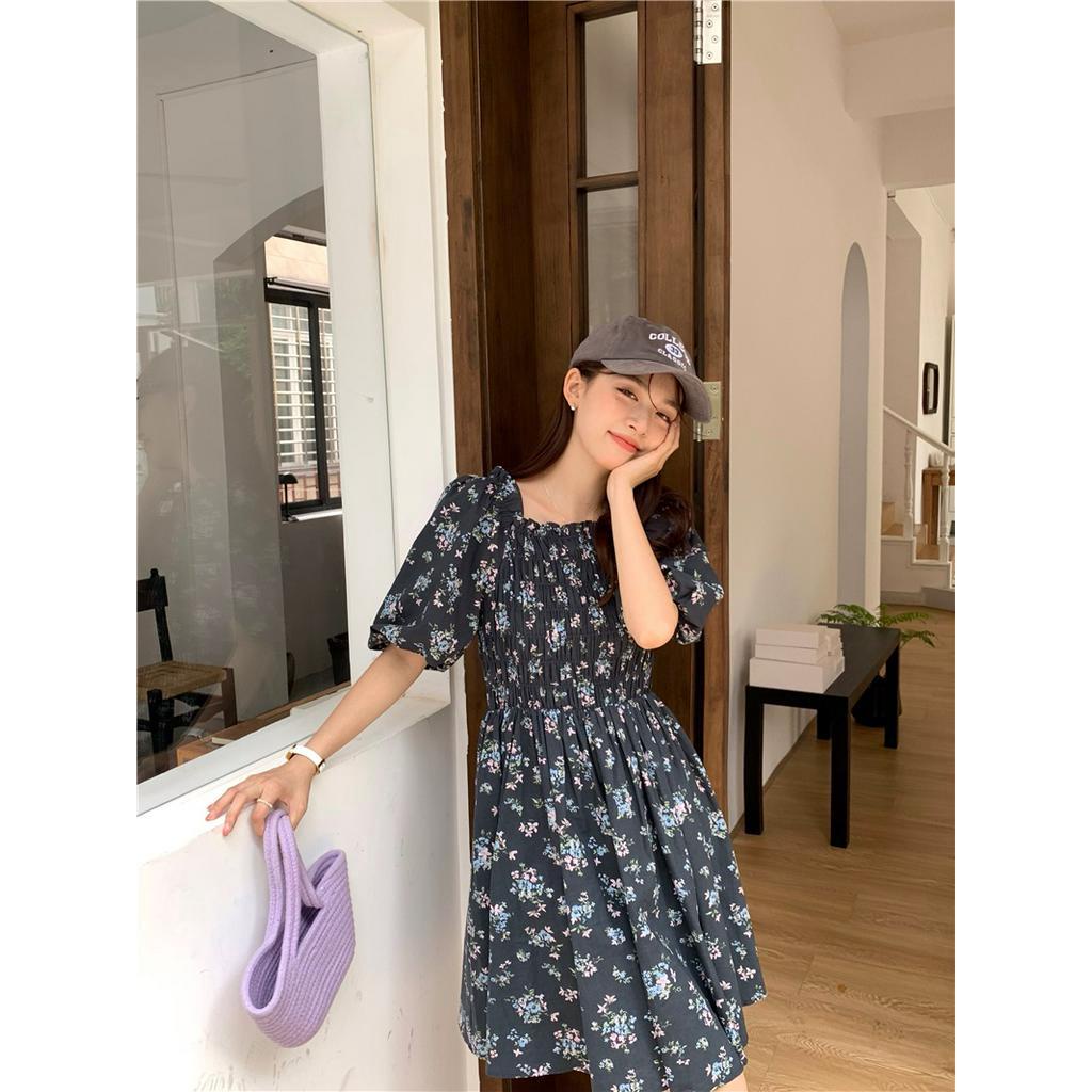 Váy Hoa Chữ A Vải Cotton Ngắn Tay Thời Trang Sành Điệu 64090