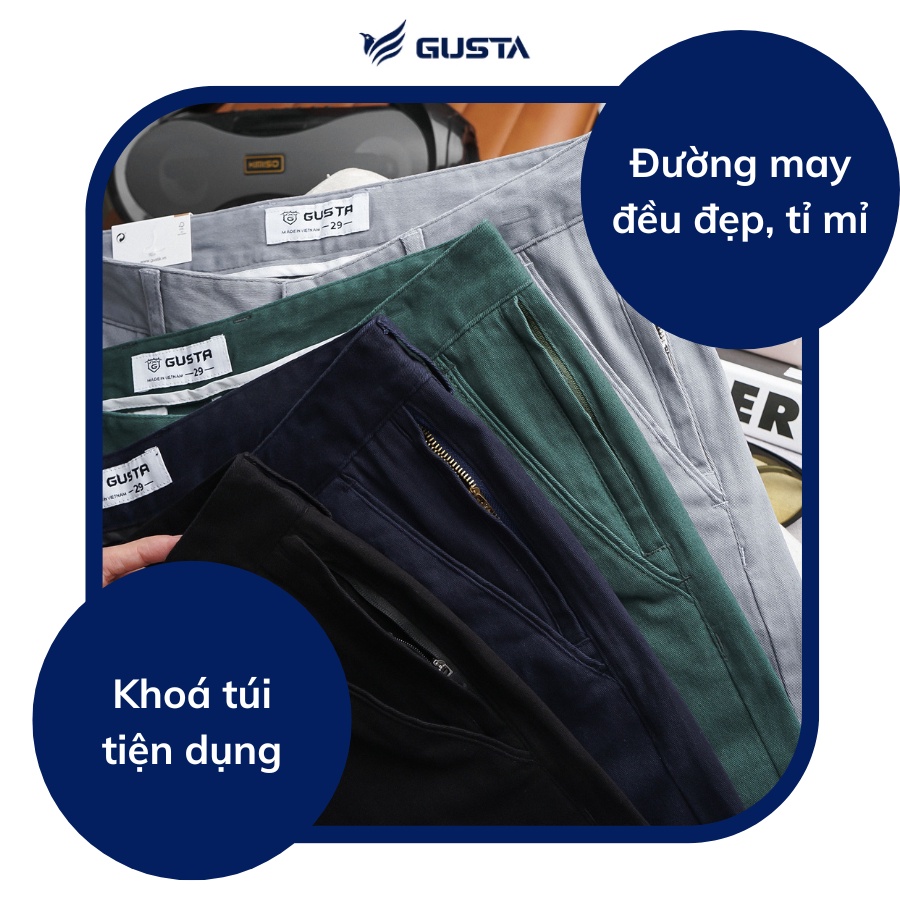 Quần Kaki Nam Ống Đứng GUSTA quần nam cao cấp dáng slimfit phong cách trẻ trung lịch lãm - KA02