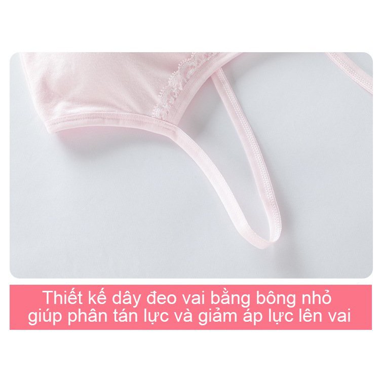 Bộ 5 Áo lót bé gái học sinh vải cotton dây nhỏ mút mỏng tháo rời- ao lot be gai hoc sinh day nho