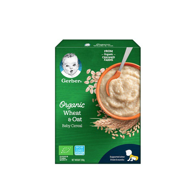 Date T5-22 Bột Gerber Organic vị Yến Mạch và Lúa Mỳ 200gr