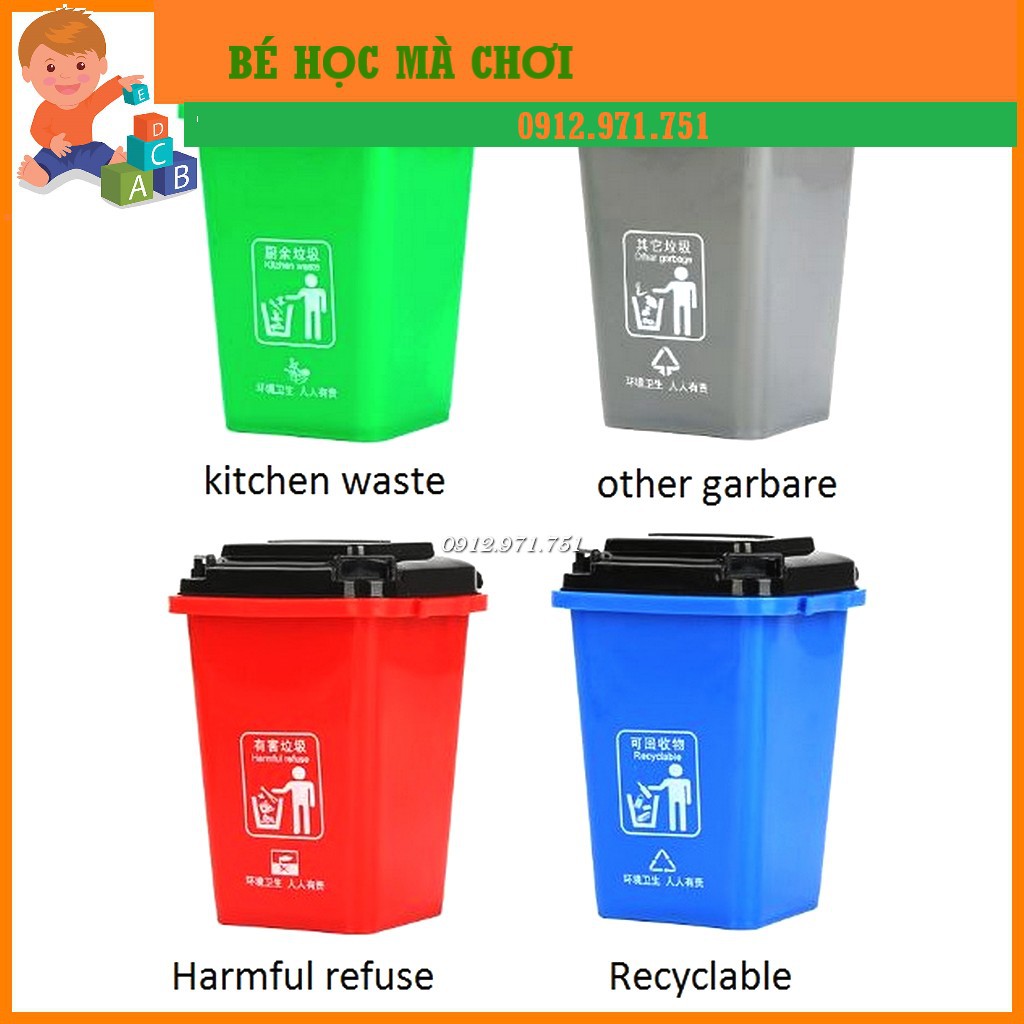 Bộ thùng rác đồ chơi – tập cho bé phân loại rác thải [ORDER]