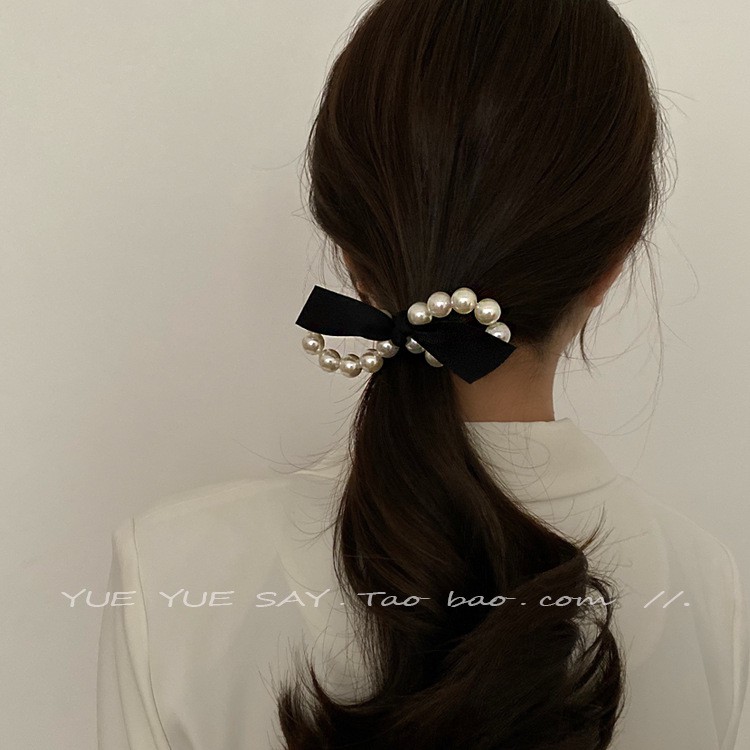 Dây buộc tóc Hàn quốc chun buộc tóc ngọc trai nhân tạo voan nơ sang trọng xinh xắn đáng yêu ngọt ngào Miituu SC3
