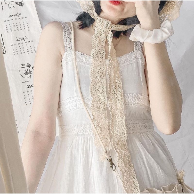 Váy 2 dây phối ren chất xô hàn quốc siêu đẹp