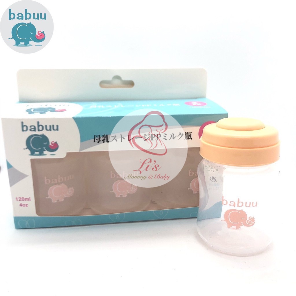 Bộ 3 bình trữ sữa cho mẹ và bé Babuu 120ml Nhật Bản cổ rộng tiện lợi B56