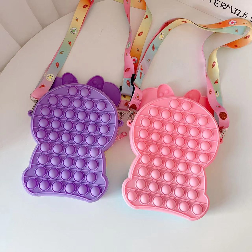 Pop It Đồ Chơi Fidget Spinner Hello Kitty Túi Đeo Chéo BằNg Silicon GiảM Stress Cho Nữ Và Trẻ Em