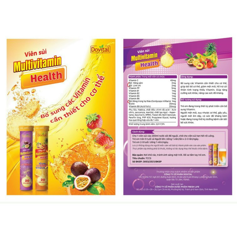 Viên sủi 1 tuýp 20 viên. Bổ sung Vitamin C, B, PP, Actiso. Tăng sức đề kháng. Bổ Thận Mát gan, giảm mệt mỏi căng thẳng | Thế Giới Skin Care