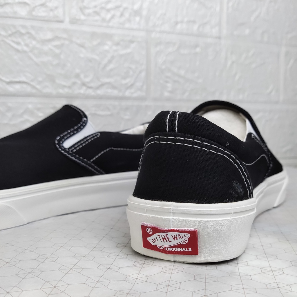 Giày Van Slipon Đen, Giày Lười Đen Nam Nữ Fullbox