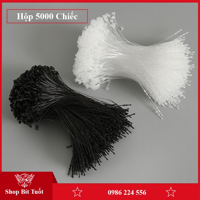 Dây treo mác quần áo ti xỏ nhựa đầu nhọn gắn tag nhãn thẻ bài loại 3" 5" 7" túi 5.000 chiếc