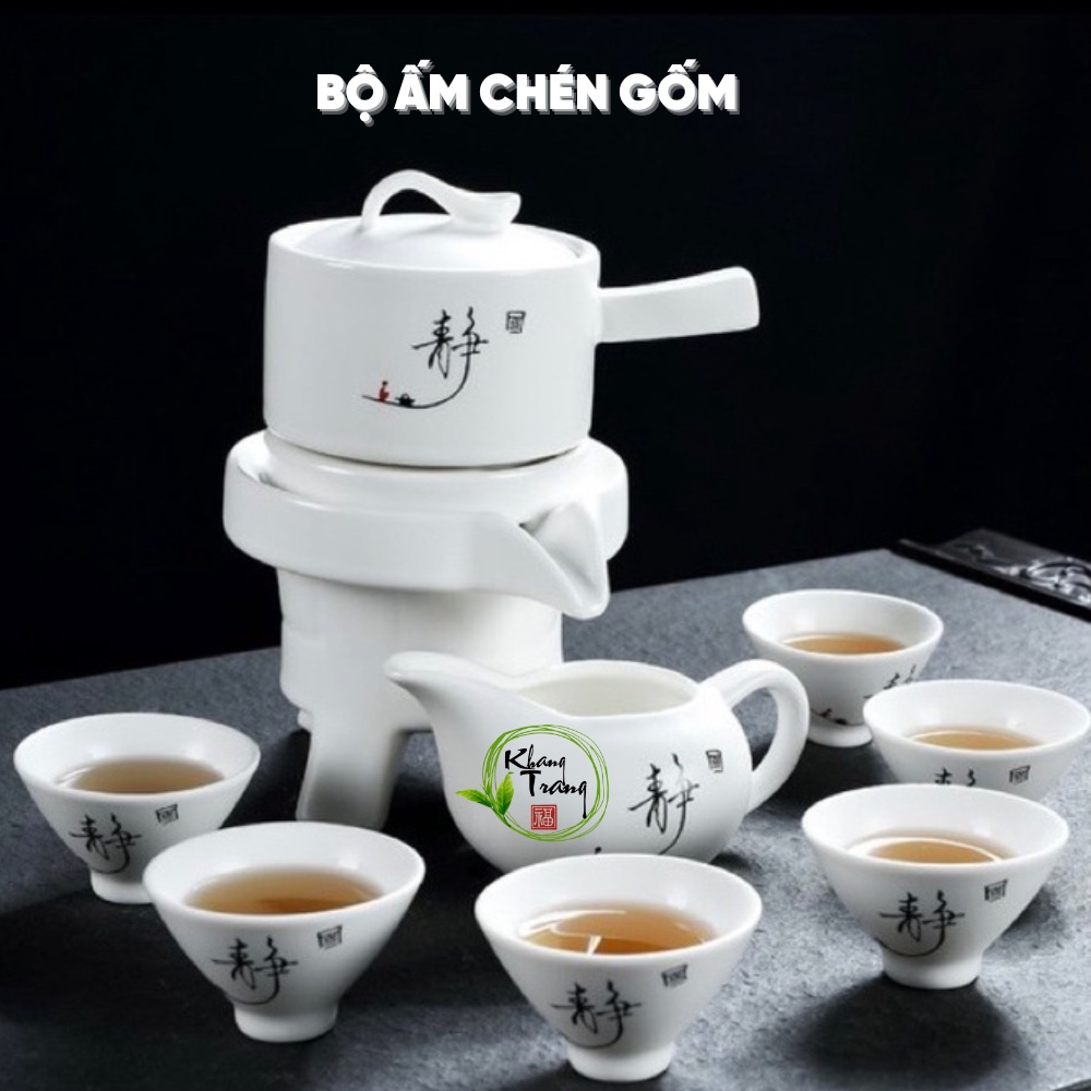Bộ ấm chén Cối Xay ⚡ GIÁ TỐT NHẤT ⚡ Được làm từ gốm tráng men, Thiết kế theo phong cách đồ gốm cổ xưa