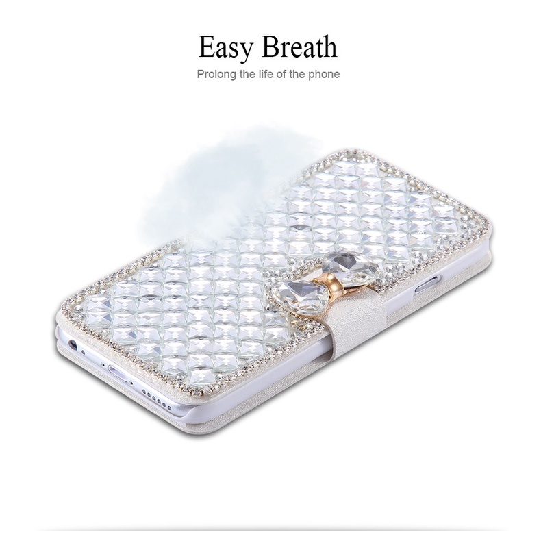 Bao Da Điện Thoại Dạng Ví Nắp Lật Đính Kim Cương Giả Lấp Lánh Sang Trọng Cho IPhone 11 12 13 14 Pro Max 11