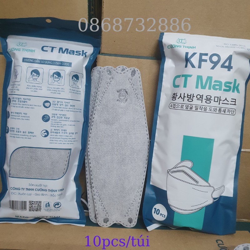 Khẩu Trang Y Tế KF94 Công Nghệ Hàn Quốc Kháng Khuẩn-Gói 10 chiếc KF94 TT Mask