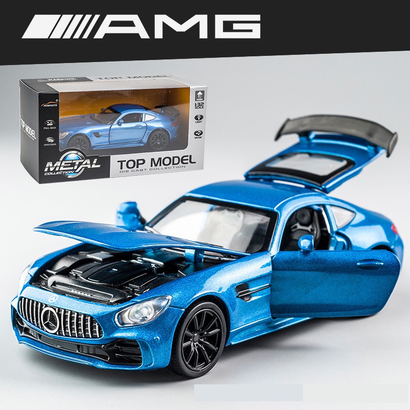 Xe mô hình Mercedes AMG GTR tỉ lệ 1:32 hãng Miniauto khung kim loại, có đế trưng bày sang chảnh