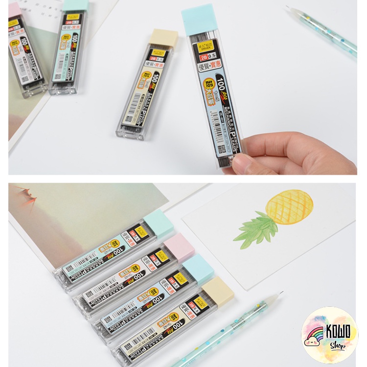 Hộp 30 Ruột Bút Chì Bấm 2B 0.5mm 0.7mm HQS RC1 RC3