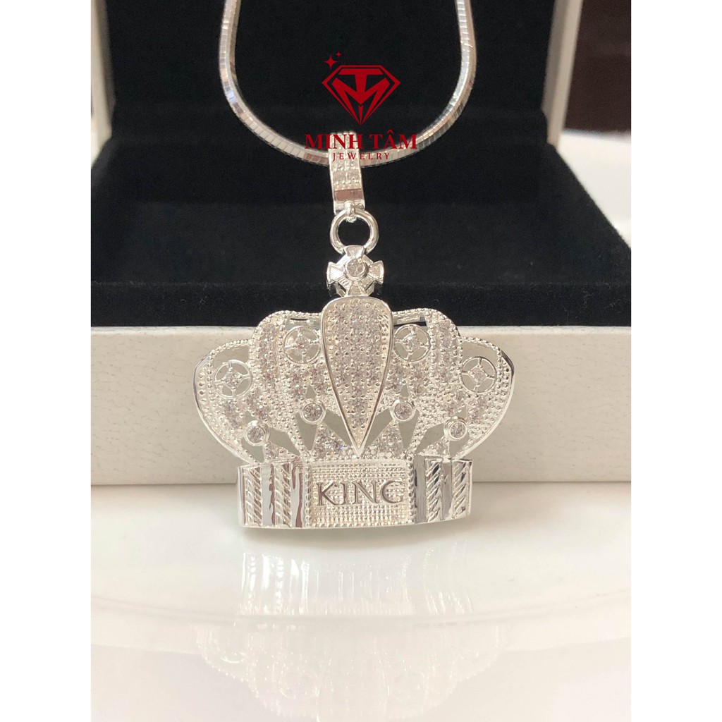 Bộ dây chuyền bạc nam mặt vương miện King,Mặt dây chuyền vương miện King bạc ta-Minh Tâm Jewelry