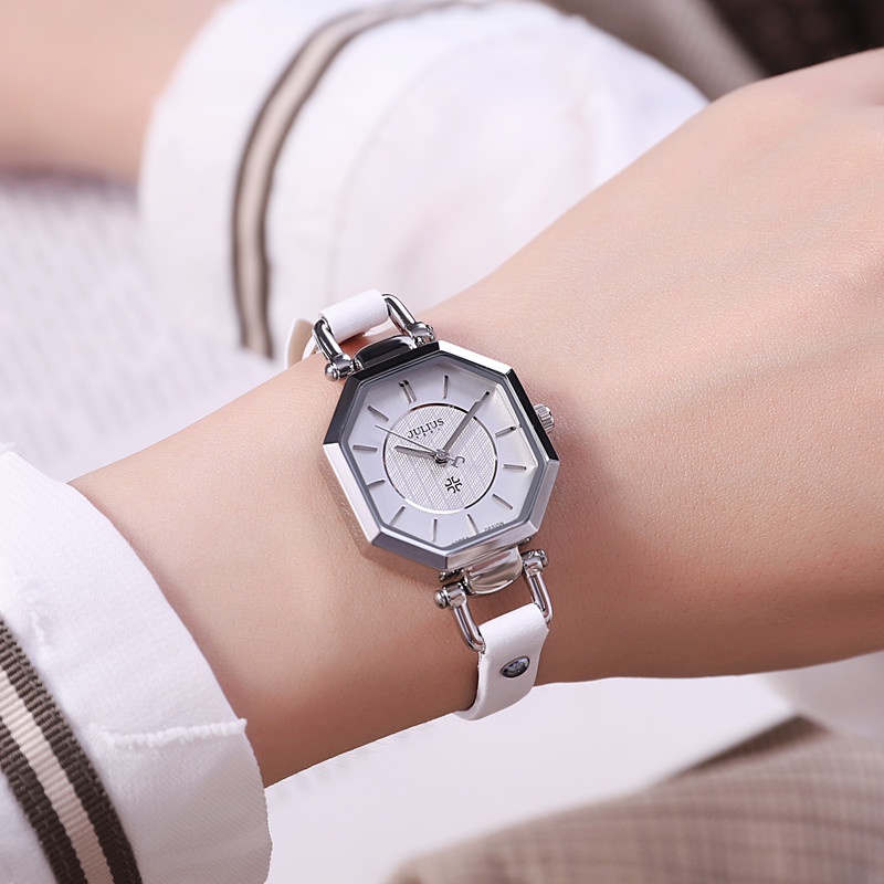Đồng Hồ Quartz JULIUS JULIUS Mặt Đa Giác Dây Đeo Da 750
