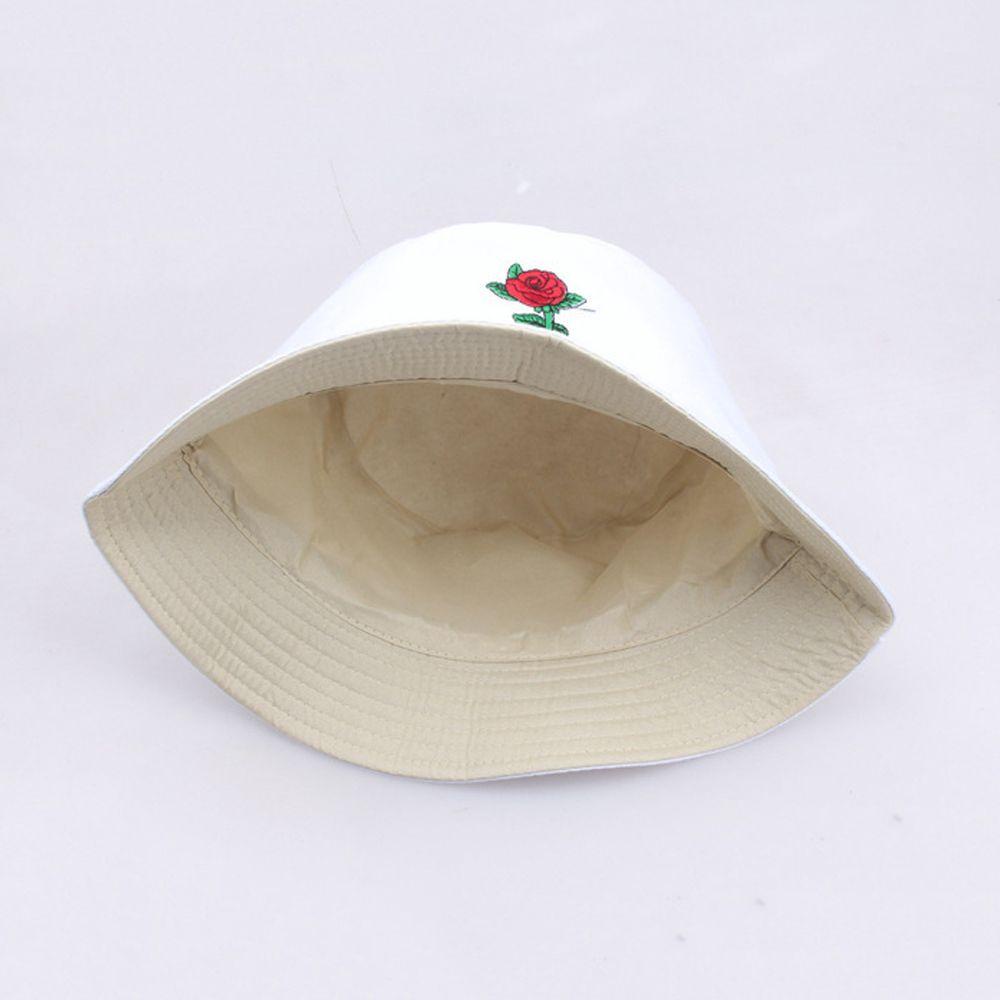 Mũ Bucket Thêu Hoa Hồng Cầu Vồng
