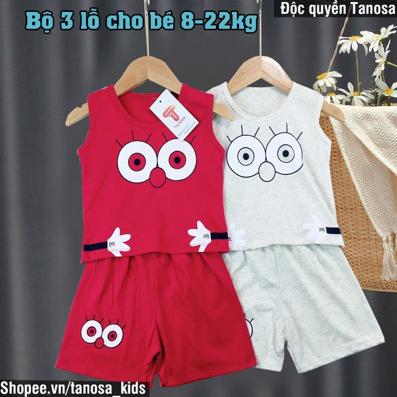 Bộ Ba Lỗ Sát Nách Hình Họa Tiết Đôi Mắt Dễ Thương Cho Bé (8-22Kg) TANOSA KIDS