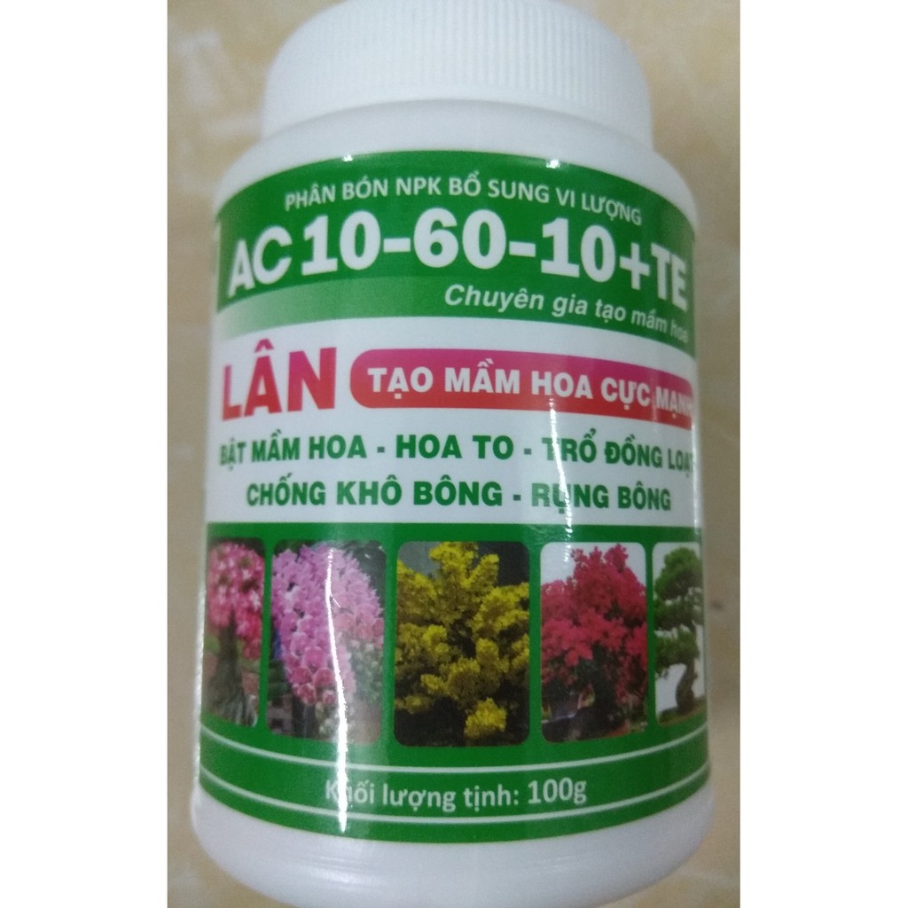 Phân bón NPK bổ sung vi lượng AC 10-60-10+TE tạo mầm hoa cực mạnh - chai 100 gram
