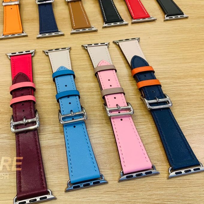 Dây da Hermès Single Tour dành cho Apple Watch đồng hồ thông minh iWatch Series 1/2/3/4/5/6/SE size 38mm 40mm 42mm 44mm