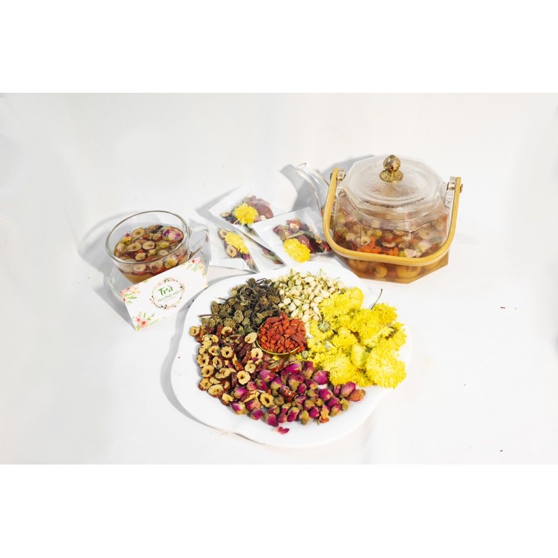 Trà dưỡng sinh [ MUA 1 TANG 2]tặng chai nước vs 100g táo đỏ cắt