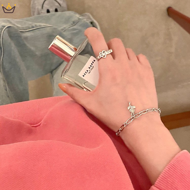 Vòng Tay Kim Loại Mặt Hoa Hồng Thời Trang Cho Nữ MM