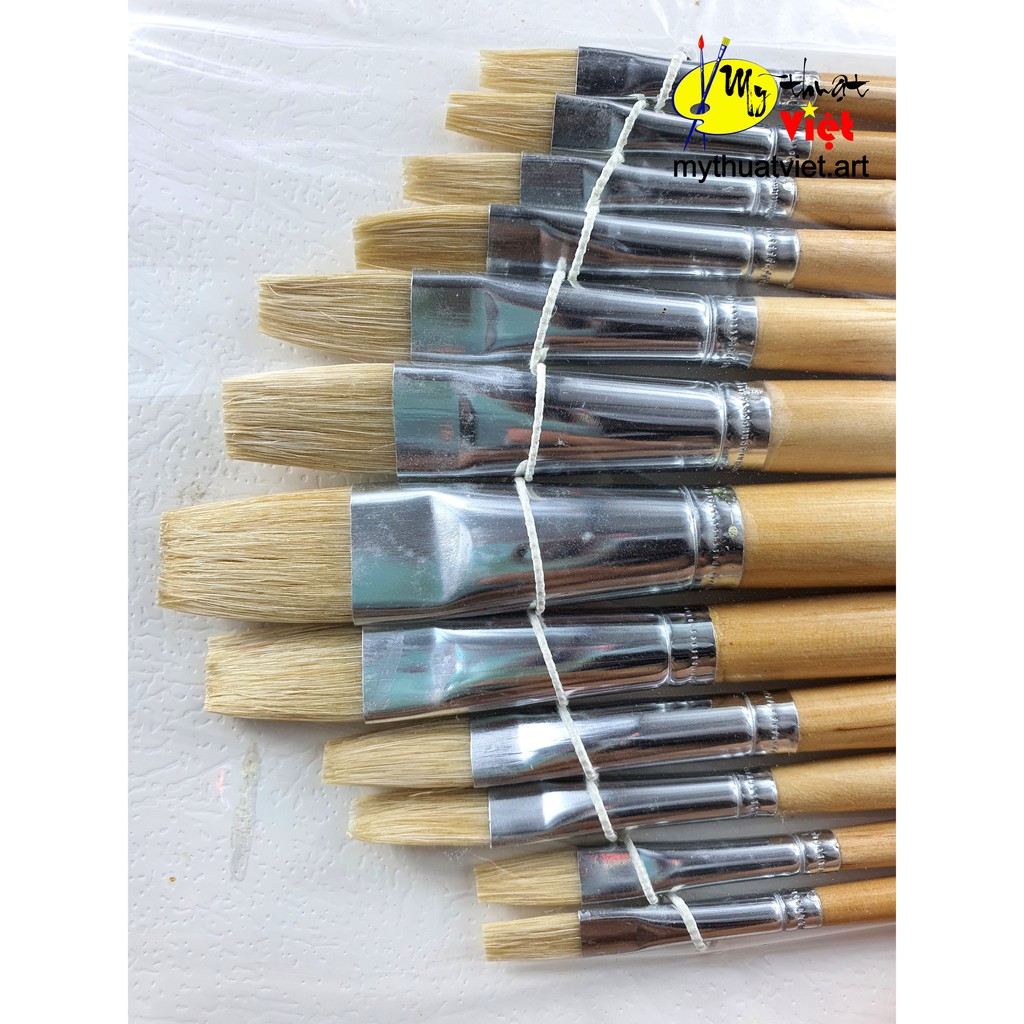 Bộ bút cán trắng 12 cây. phù hợp vẽ tranh tường và tranh trên vải canvas. Đặc biệt chấm cây rất đẹp có video hướng dẫn